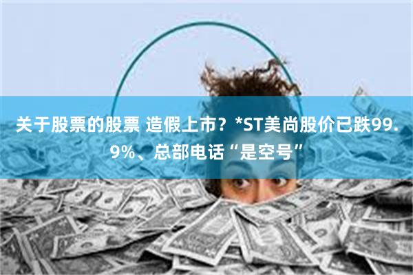 关于股票的股票 造假上市？*ST美尚股价已跌99.9%、总部电话“是空号”