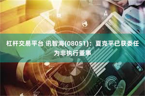 杠杆交易平台 讯智海(08051)：夏克平已获委任为非执行董事